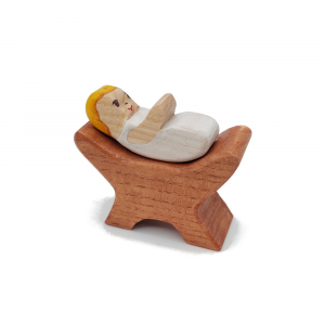 Shaped Wooden Baby in Crib - by Good Shepherd Toys