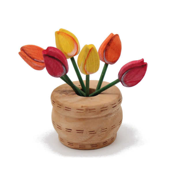 Basket of Tulips Wooden Flowers - by Good Shepherd Toys