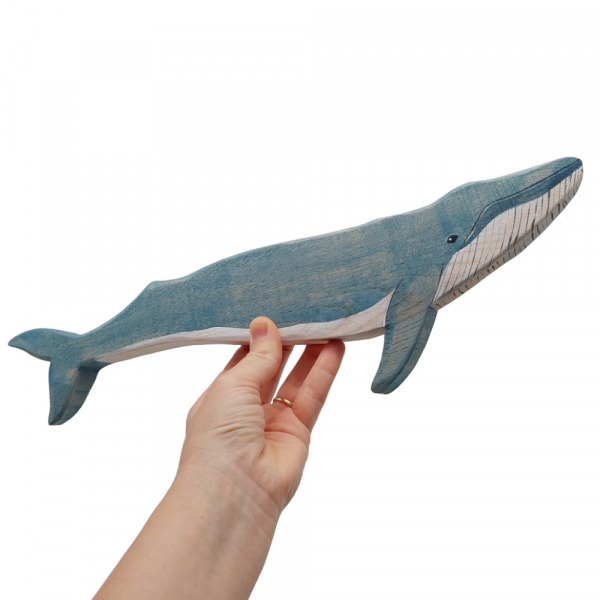 Blue Whale Wooden Figure in Hand - by Good Shepherd Toys