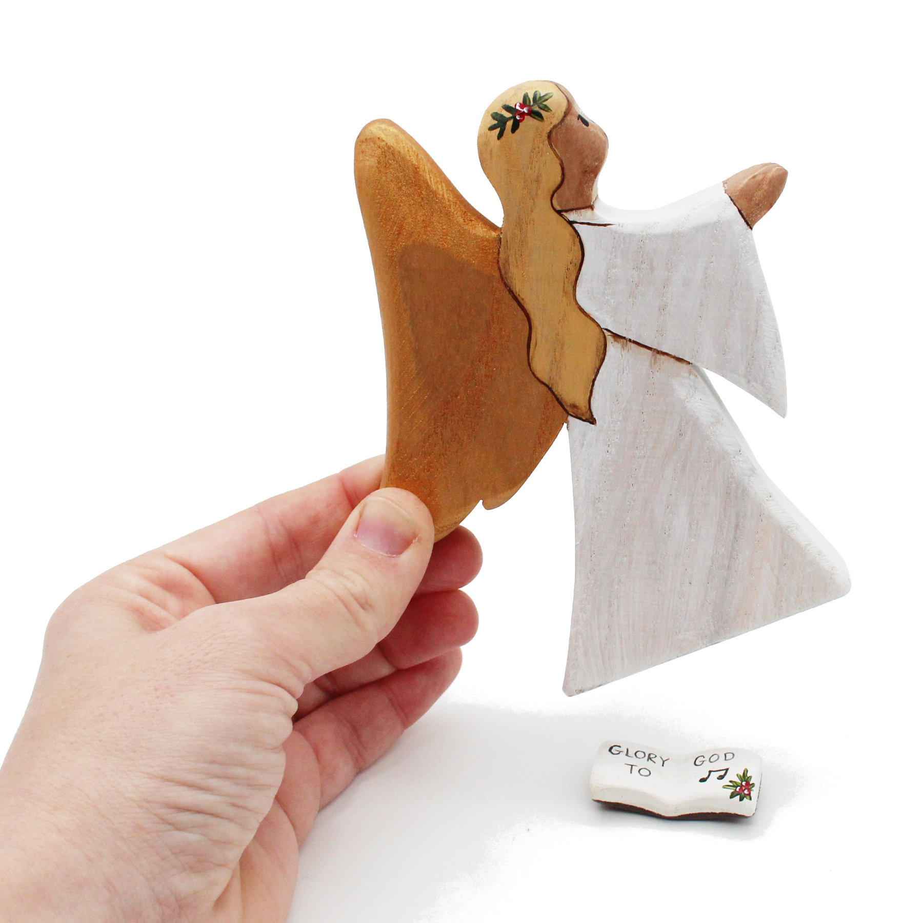 Christmas Angel Singing with Book in Hand - by Good Shepherd Toys