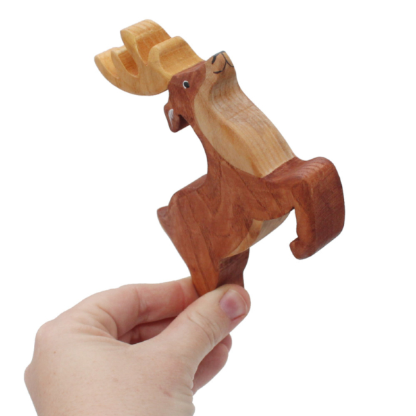 Christmas Flying Reindeer Wooden Figure in Hand - by Good Shepherd Toys