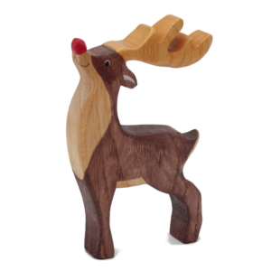 Christmas Rudolph Red-nosed Reindeer Wooden Figure - by Good Shepherd Toys