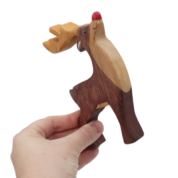 Rudolph Reindeer Wooden Figure in Hand - by Good Shepherd Toys