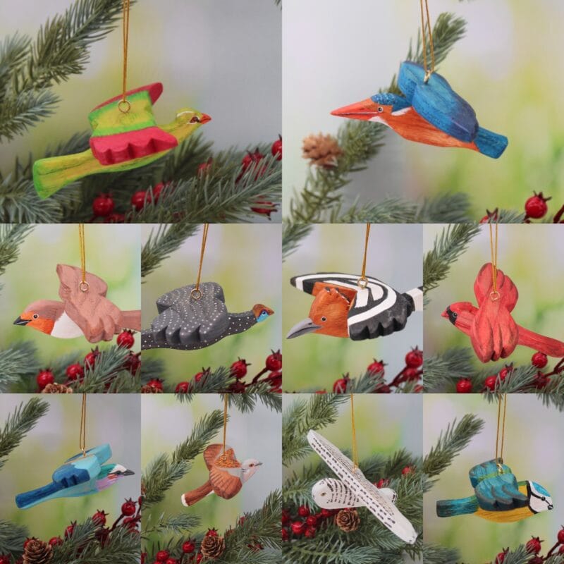 Christmas tree birds - set of 10