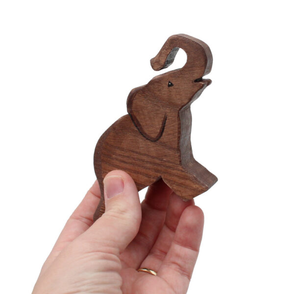 Elephant Calf Wooden Figure in Hand - by Good Shepherd Toys