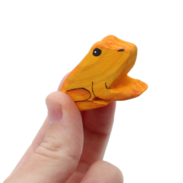 Golden Toad Wooden Figure. in Hand - by Good Shepherd Toys