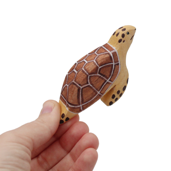 Green Sea Turtle Wooden Figure in Hand - by Good Shepherd Toys