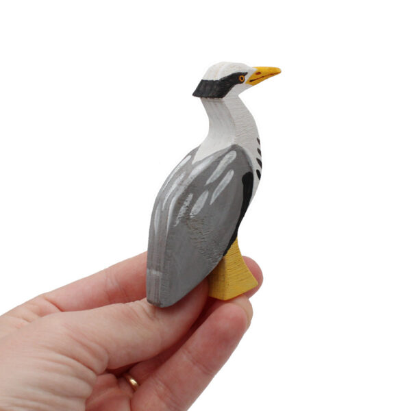 Grey Heron Wooden Bird In Hand by Good Shepherd Toys