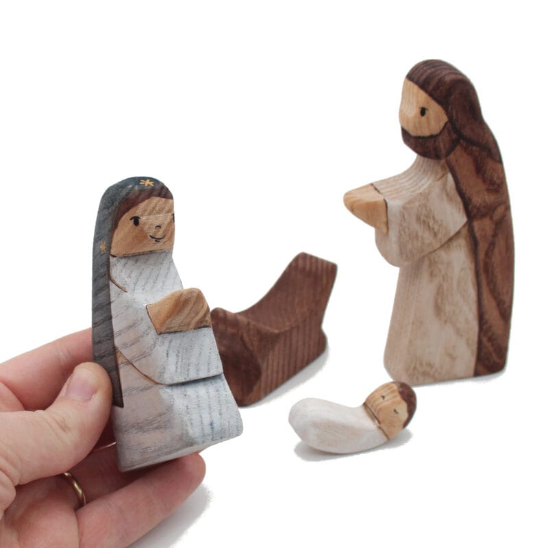 Holy Family Colour Wooden Figures in Hand - by Good Shepherd Toys