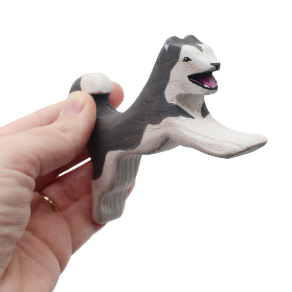 Husky Dog Wooden Figure in Hand - by Good Shepherd Toys