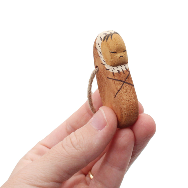 Inuit Baby Wooden Figure in Hand - by Good Shepherd Toys