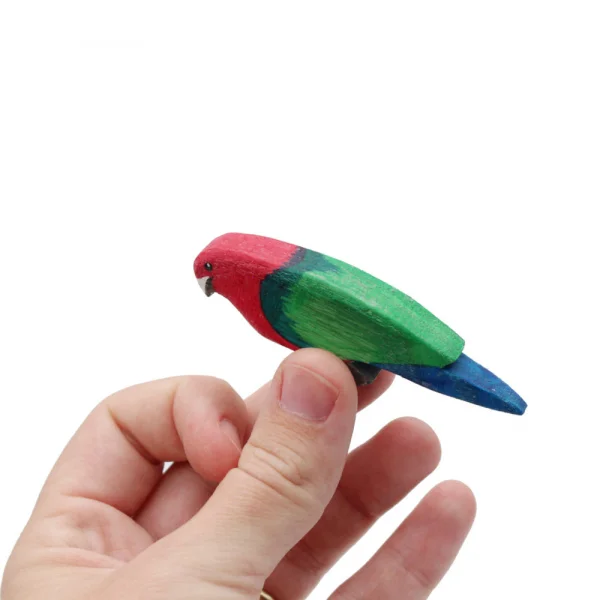 King Parrot Wooden Bird Figure in Hand - by Good Shepherd Toys