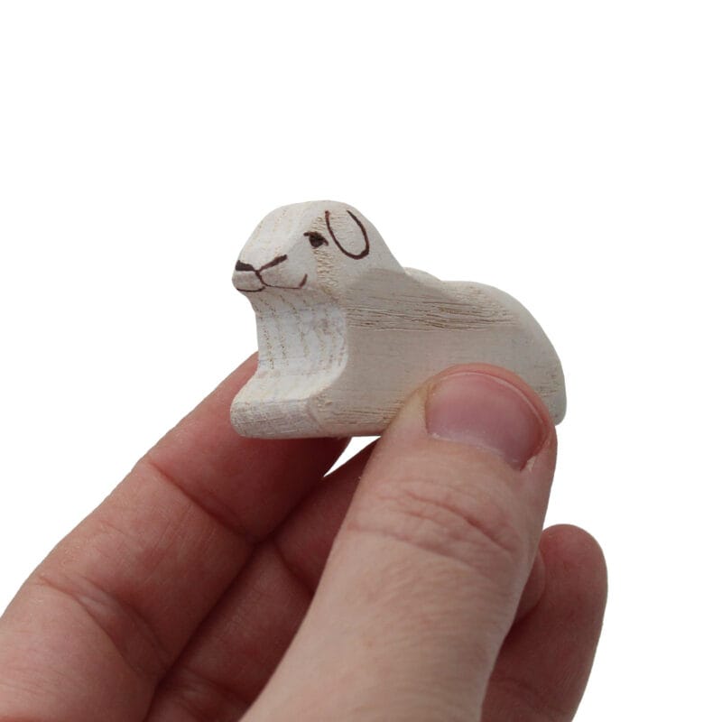 Lamb Sitting Wooden Figure in Hand - by Good Shepherd Toys