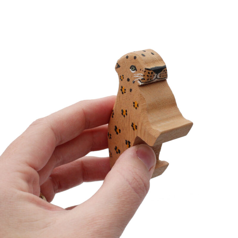 Leopard Baby Wooden Figure in Hand - by Good Shepherd Toys