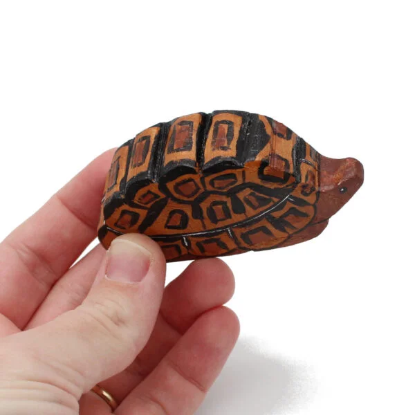 Leopard Tortoise Wooden Figure in hand - by Good Shepherd Toys