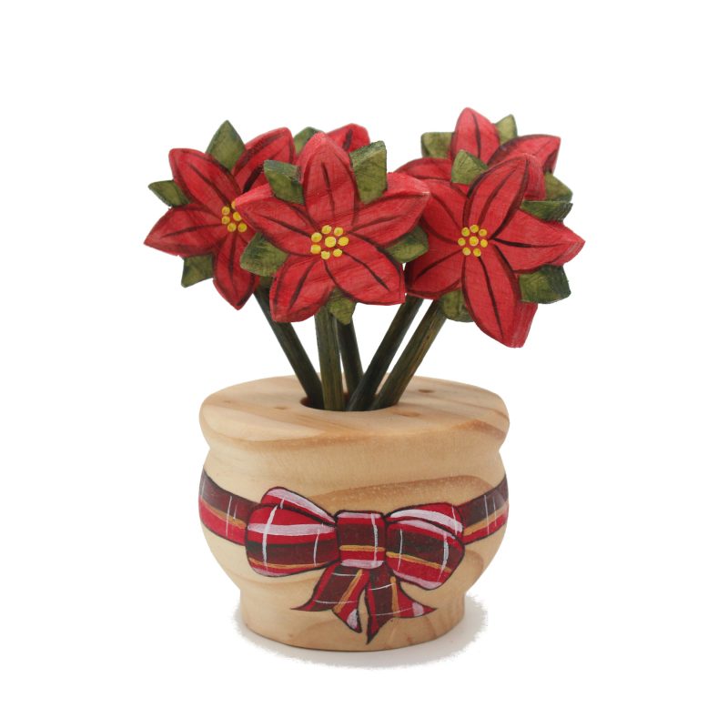 Miniature Wooden Poinsiette Flowers in Pot - by Good Shepherd Toys