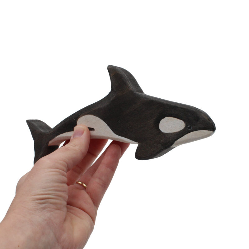 Breaching Orca In Hand Wooden Figure