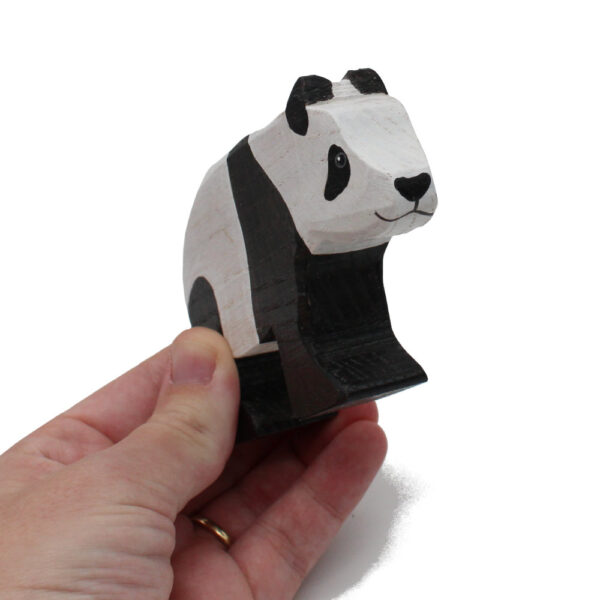 Panda Bear Wooden Figure in Hand