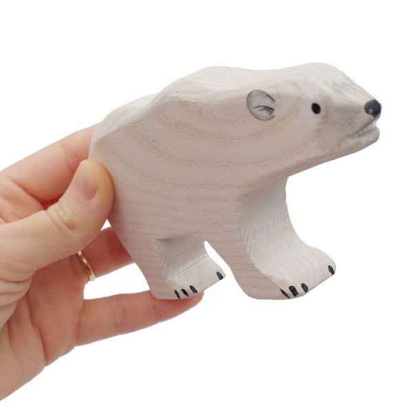 Polar Bear wooden figure in Hand - by Good Shepherd Toys