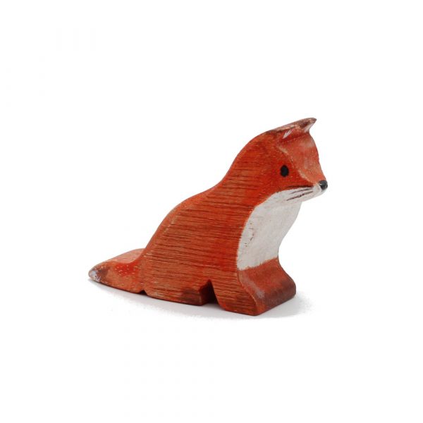 Red Fox Child Sitting Wooden Figure