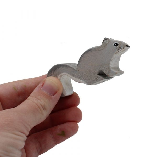 Squirrel on All Fours Wooden Figure in Hand