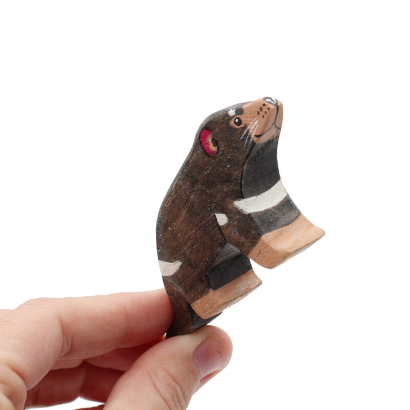 Tasmanian Devil Wooden Figure in Hand - by Good Shepherd Toys