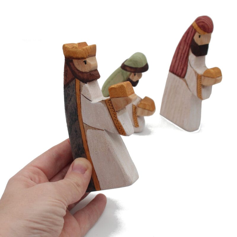 Three Wisemen Colour Wooden Figures in Hand - by Good Shepherd Toys