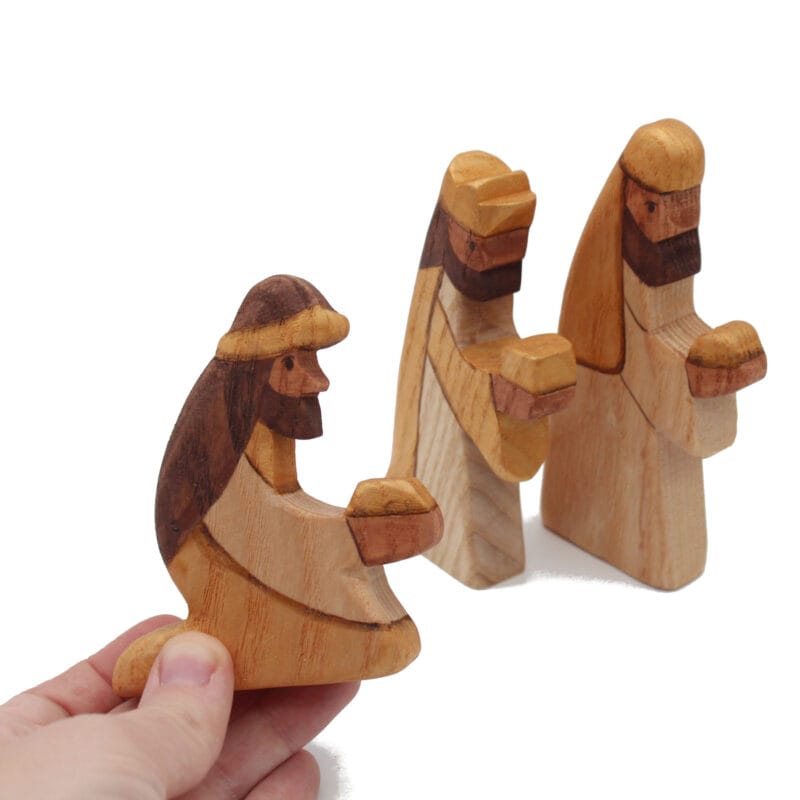 Three Wisemen Golden Wooden Figures in Hand - by Good Shepherd Toys