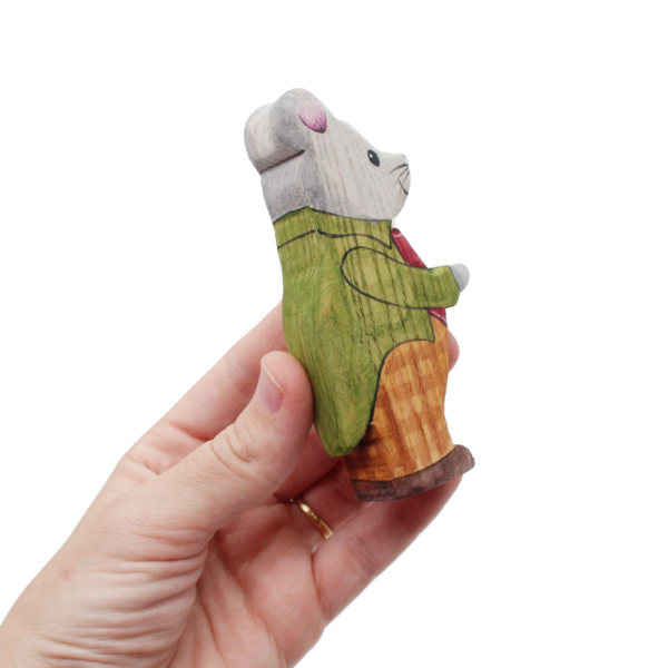 Town Mouse Wooden Figure in Hand - by Good Shepherd Toys