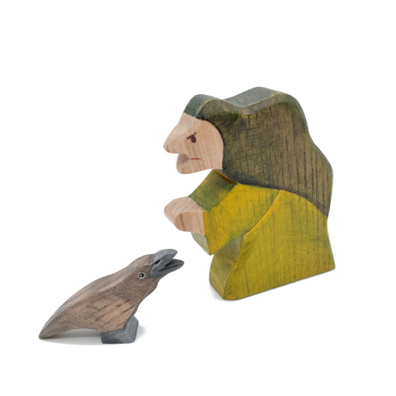 Shaped Wooden Witch with Raven - by Good Shepherd Toys