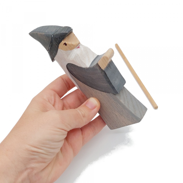 Shaped Wooden Wizard with Staff in Hand - by Good Shepherd Toys