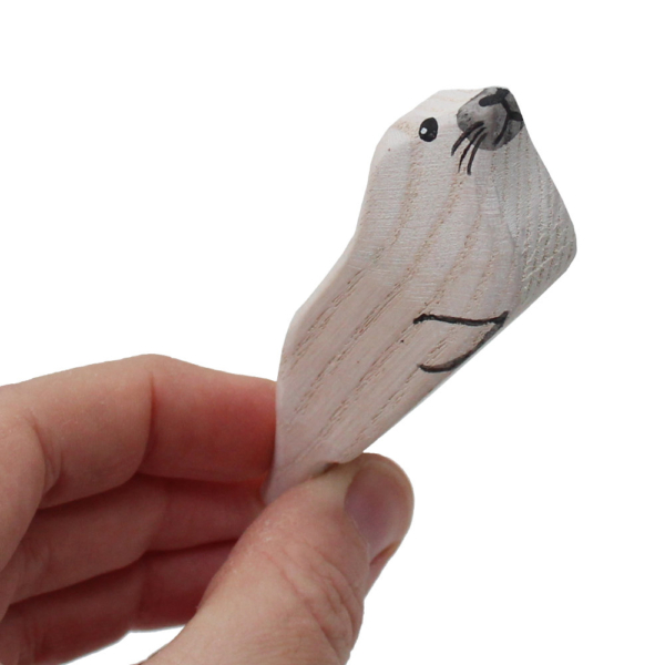 Wooden Harp Seal Cub in Hand - by Good Shepherd Toys