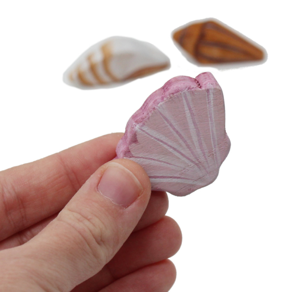 Wooden Shell Trio in hand - by Good Shepherd Toys