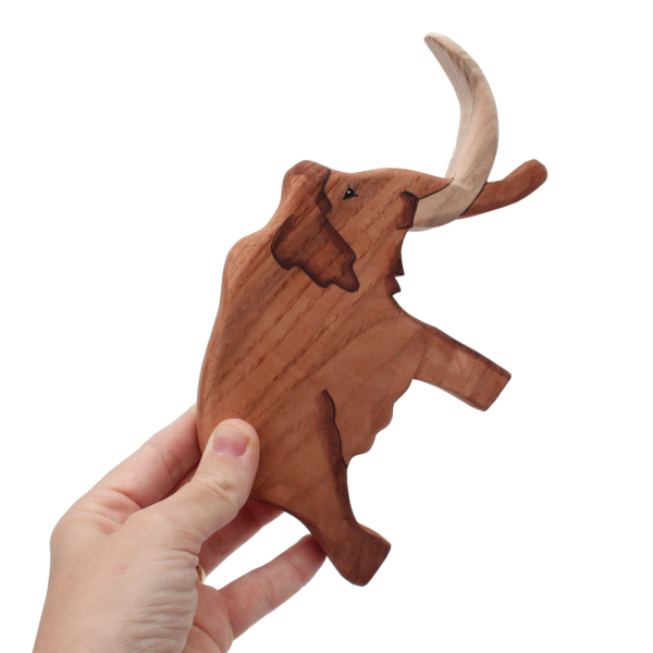 Woolly Mammoth Wooden Figure in Hand - by Good Shepherd Toys